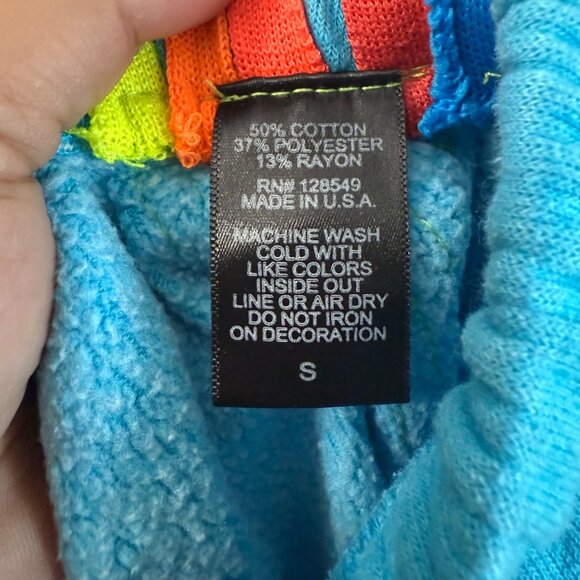 Aviator Nation Blue Neon Rainbow Stripe Logo Sweatpants Women Size Small - Picture 6 of 7